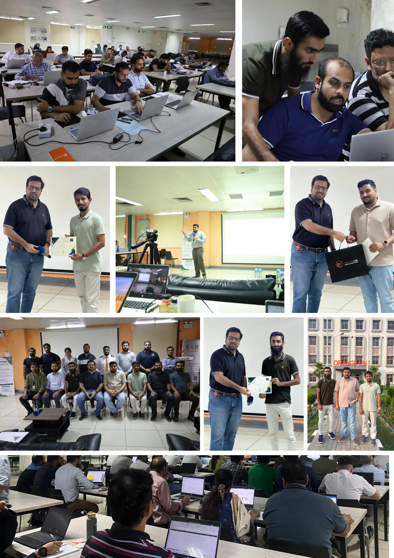 AI Data House trainer presenting to a full room during the Orange Line Metro corporate AI training session in Lahore